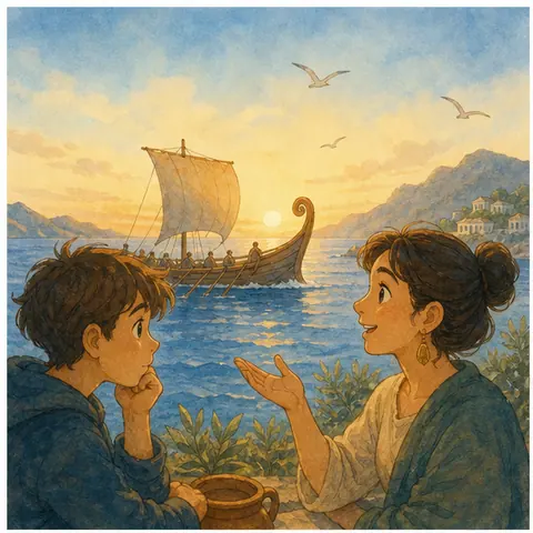 English lesson illustration for The Odyssey: Mythology, Symbols, Characters, and the Idea of Home