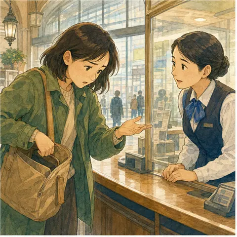 English lesson illustration for Lost Phone at the Station