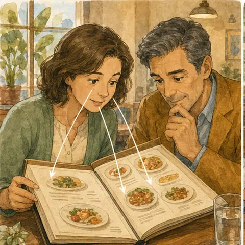 English lesson illustration for The Psychology of Menus