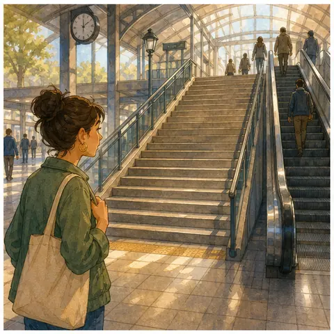 English lesson illustration for The Piano Stairs: Can Fun Change Behavior?