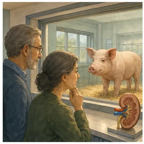 English lesson illustration for Gene-Edited Pig Kidneys and the Future of Transplants