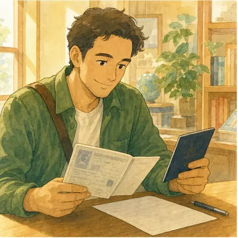 Practical English lesson illustration for The learner can ask useful rental-counter questions and explain basic driving/return rules for a tourist car rental in Japan.