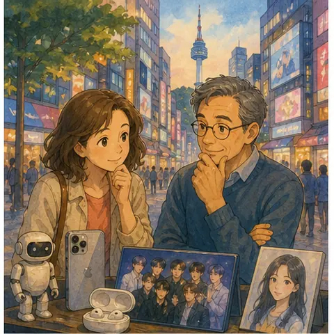 English lesson illustration for South Korea: Fast Cities and Local Places