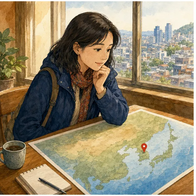 English lesson illustration for South Korea: Seoul Food, Places, and Shopping