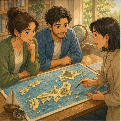 English lesson illustration for Japan: Culture, Places, Seasons, and Daily Life