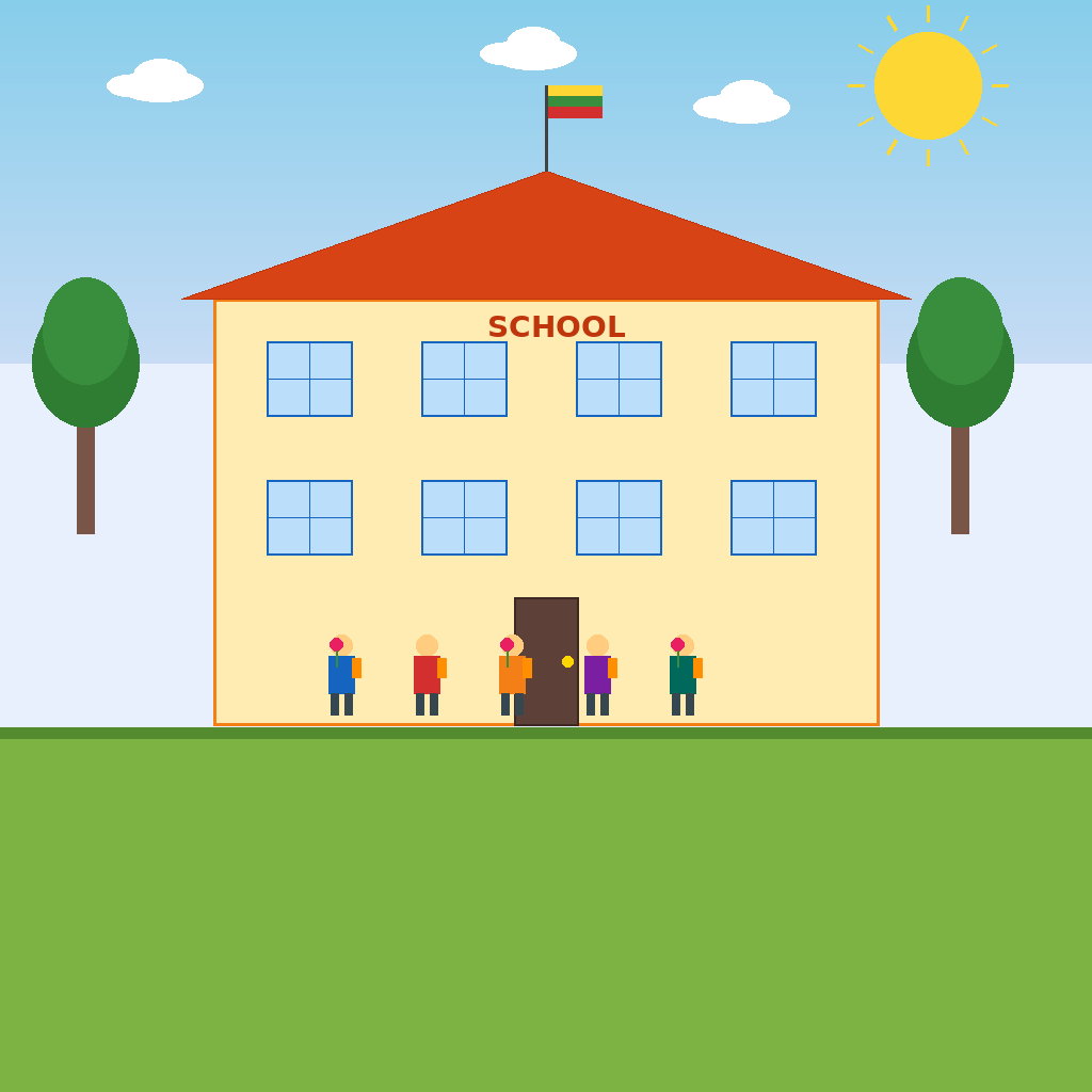 Flat illustration for The Start of the School Year in Lithuania and Europe