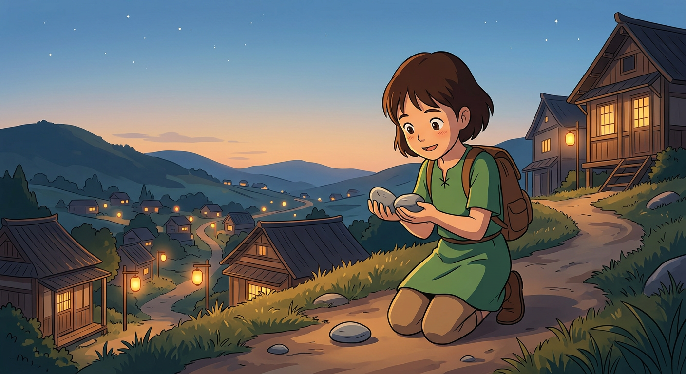 Anime story illustration 3: “Two stones,” the traveler said, feeling hopeful now.