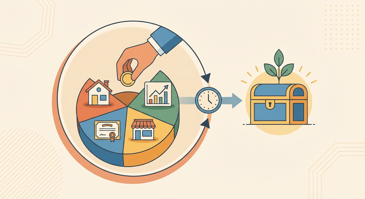 Illustration for Investing Fundamentals: Core Logic, Risk, Return, Time, Allocation, and Value