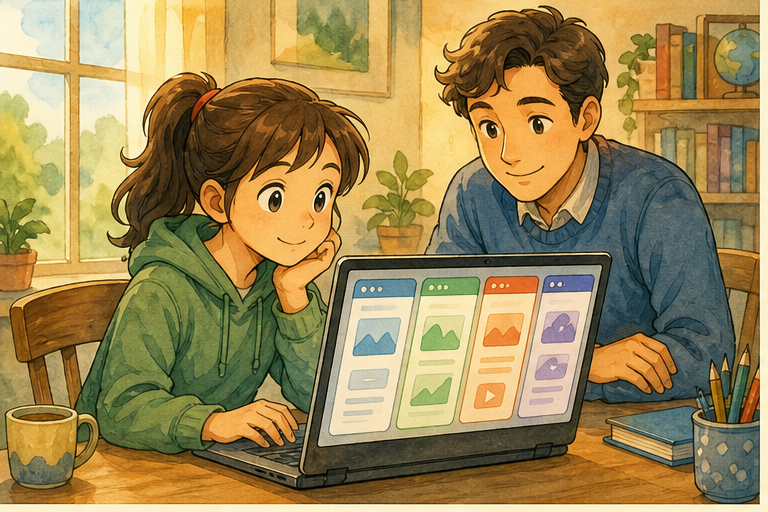 English lesson illustration for Microsoft’s Edge Copilot update uses AI to pull information from across your tabs