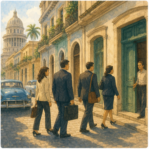 English lesson illustration for CIA director meets with top officials in Havana, Cuban government says scene 2: On Thursday, a team from the United States went to Havana.