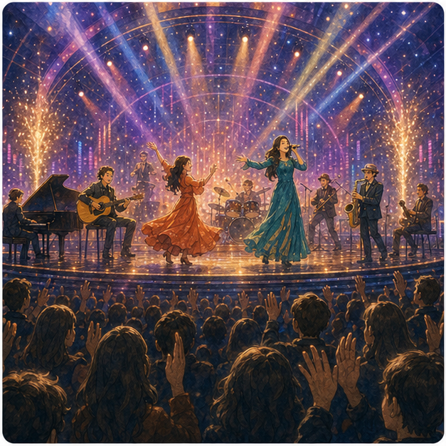 English lesson illustration for Eurovision final lineup is confirmed after 5 more countries are sent packing scene 3: Eurovision is not only about singing.