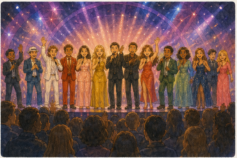 English lesson illustration for Eurovision final lineup is confirmed after 5 more countries are sent packing scene 3: On Thursday, 15 countries performed in the second semifinal.