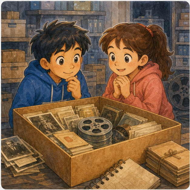 English lesson illustration for No Joke, Ahead of His 100th Birthday, Mel Brooks Donates His Hilarious Archive to the National Comedy Center scene 2: An archive is a collection of important old materials.