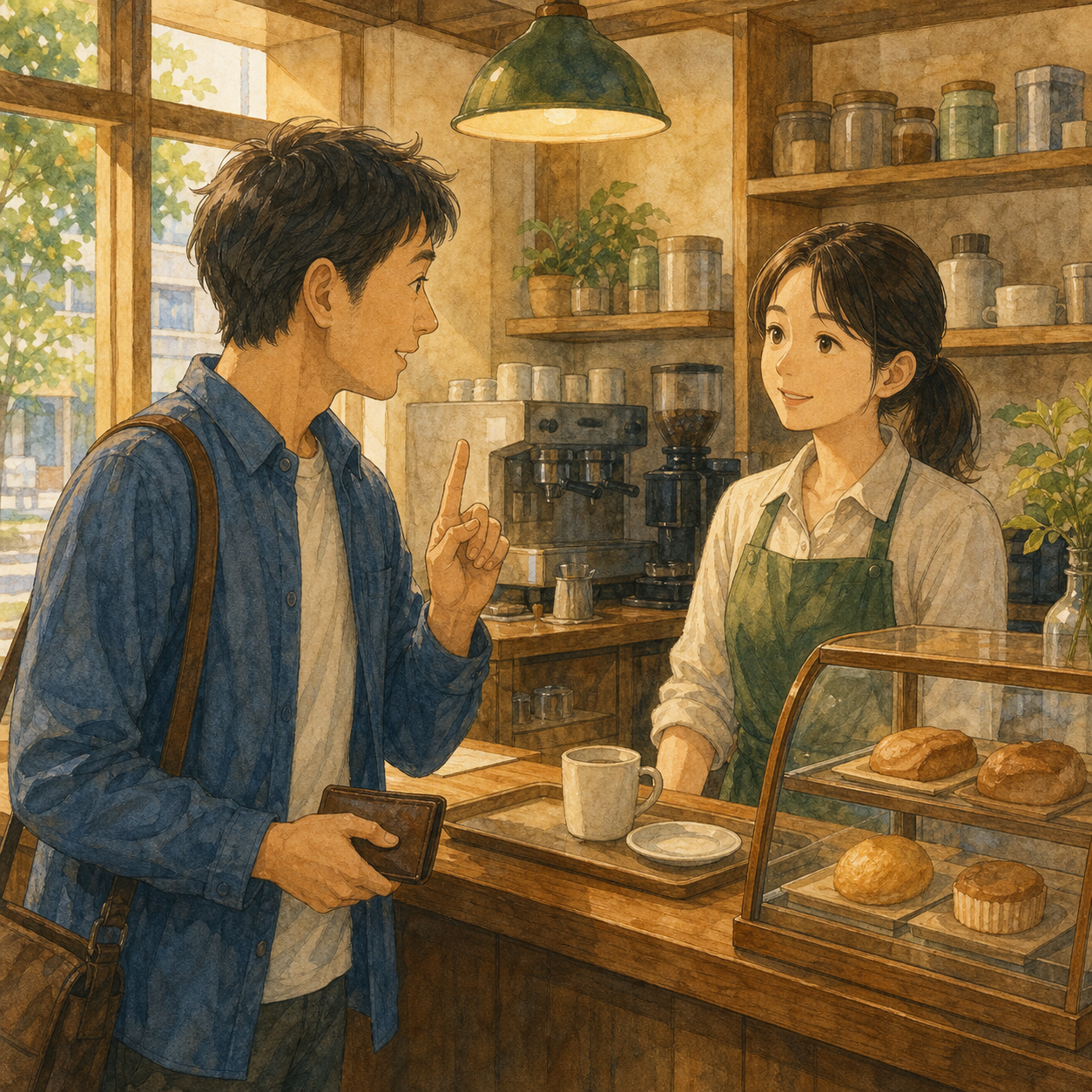 English lesson illustration for Cafe: Order a Drink and Snack