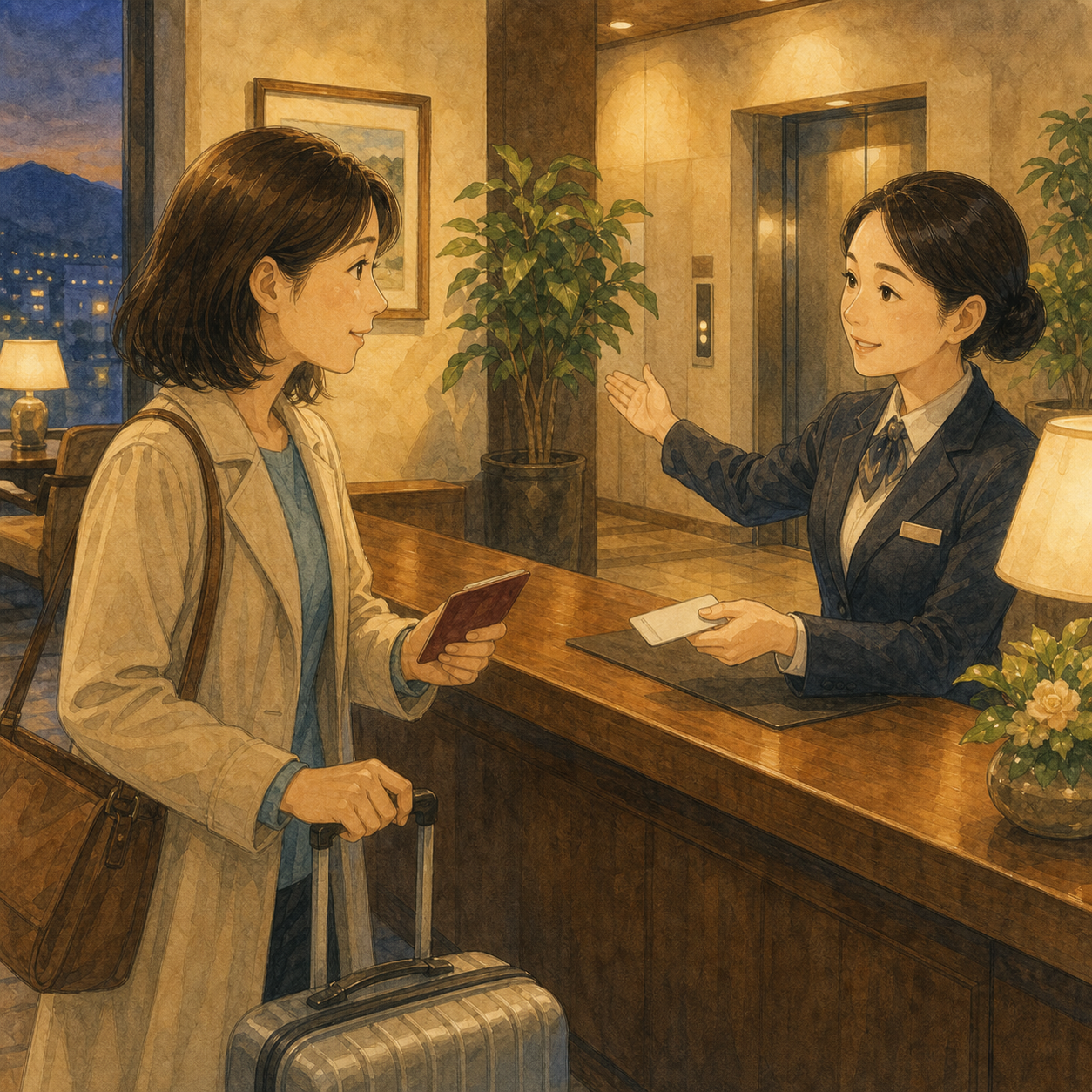English lesson illustration for Hotel: Check In