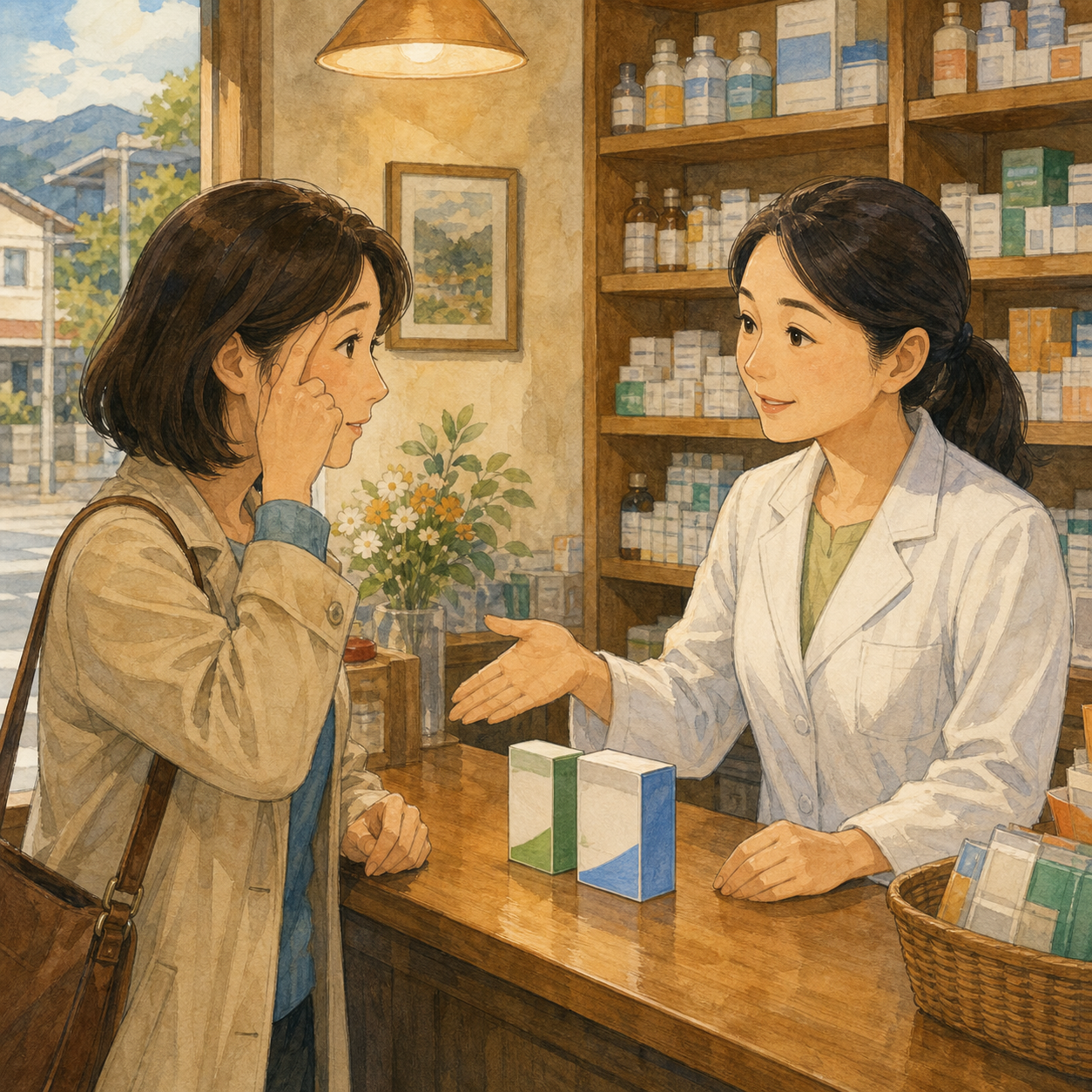 English lesson illustration for Pharmacy: Ask for Medicine