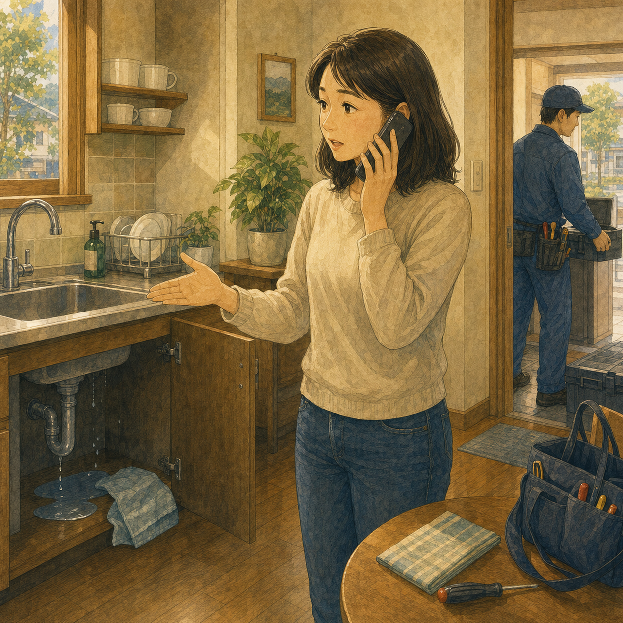 English lesson illustration for Apartment: Call About a Repair