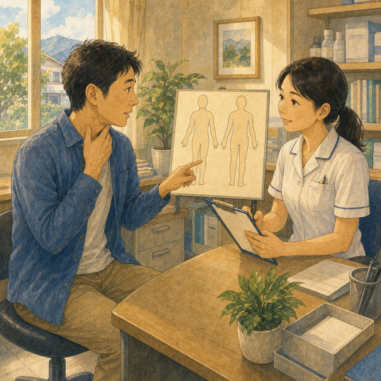 English lesson illustration for Clinic: Explain Symptoms