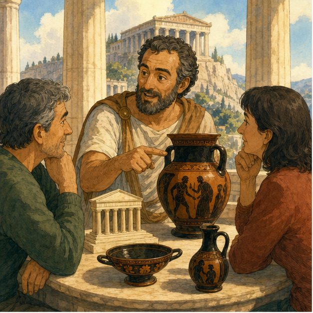 English lesson illustration for Sisyphus: The Man Who Pushed a Rock Forever