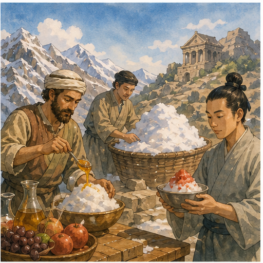 English lesson illustration for The History of Gelato scene 2: Part 2: Ancient Frozen Desserts in Rome, Persia, and China