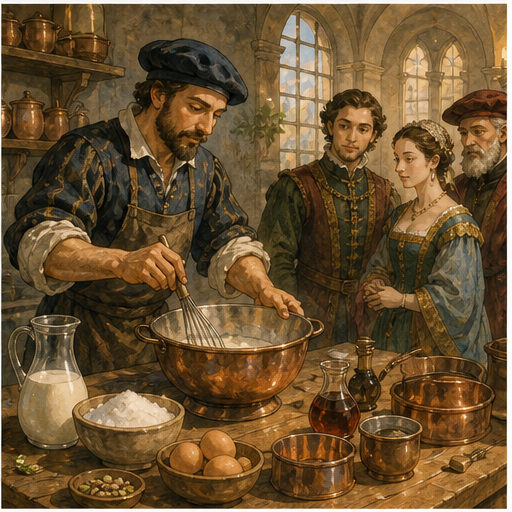 English lesson illustration for The History of Gelato scene 4: Part 4: Renaissance Italy and a Creamier Form