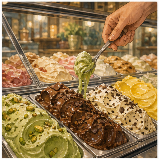 English lesson illustration for The History of Gelato scene 1: Part 1: What Is Gelato?