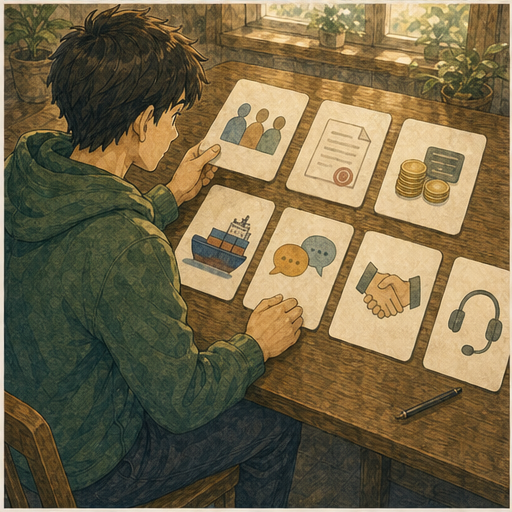 Illustration 5: Show a port or market scene where ingredients, tools, and people from different culture...