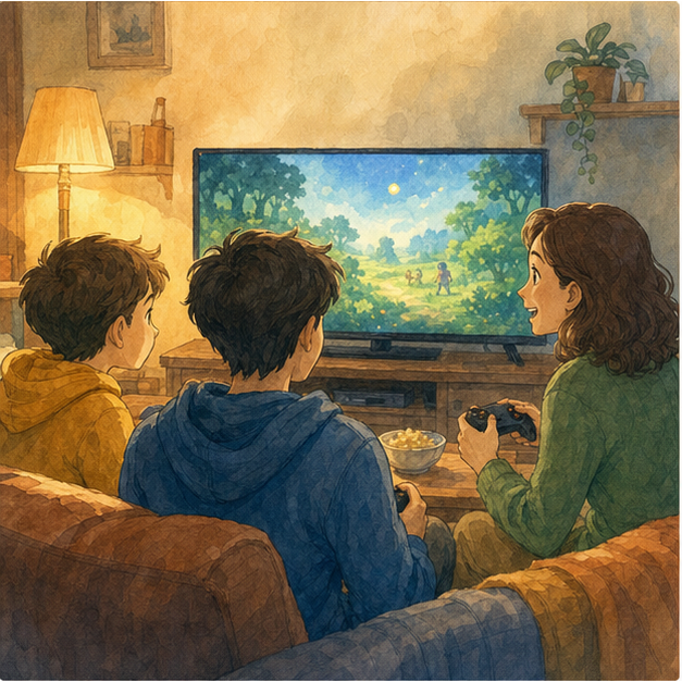 English lesson illustration for Playing Video Games scene 1: Who Plays Video Games?