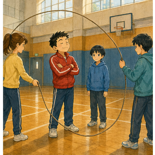 English lesson illustration for Mr. Ping Pong and the Big Jump Rope - Scene 2: The Big Rope