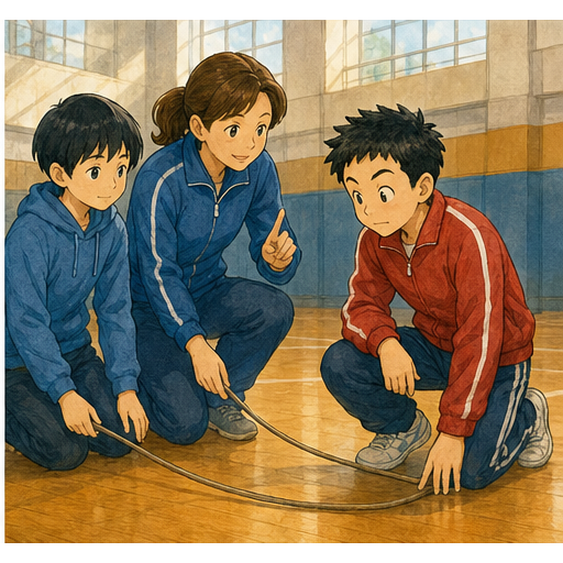 English lesson illustration for Mr. Ping Pong and the Big Jump Rope - Scene 4: Listen to the Beat