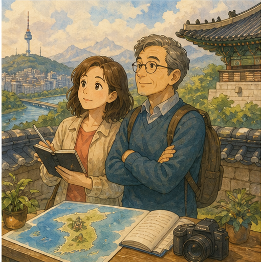 Travel questions scene showing a learner comparing local details beyond famous images.