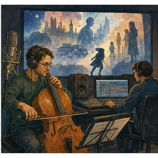 English lesson illustration for Living Composers Who May Shape the Future scene 4: Cultural Reach: Hildur Gudnadottir, Gabriela Ortiz, and Jessie Montgomery