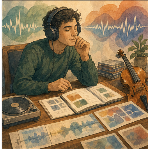 English lesson illustration for Living Composers Who May Shape the Future scene 6: The Limits: History Is Not Fair or Finished and 7. A Simple Listening Method