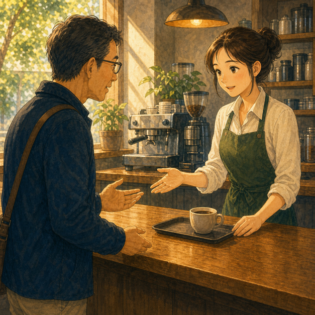 English lesson illustration for Cafe Coffee and Working at a Cafe scene 4: Small Cafe Problems